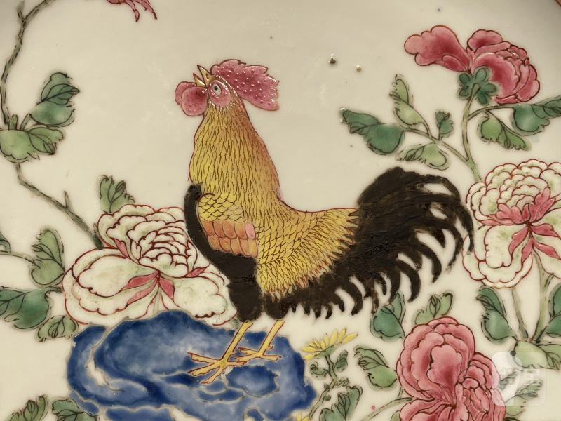 清雍正 广珐琅室上大吉图盘 - 图3